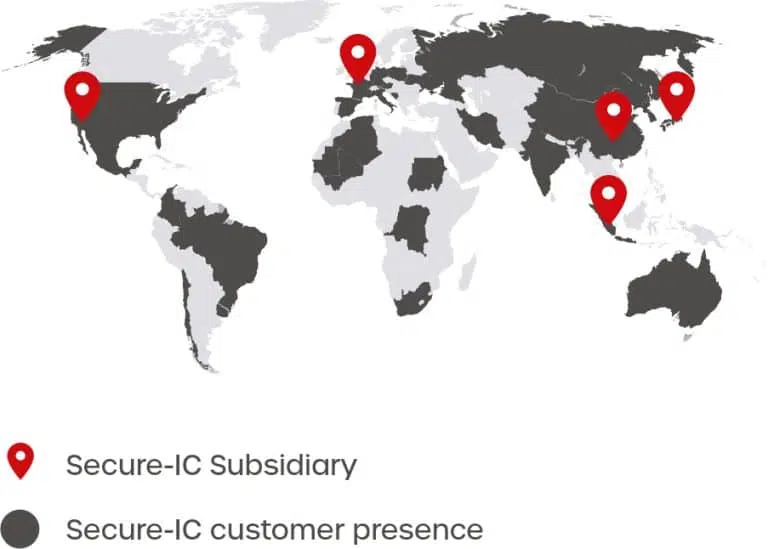 Map with Secure-IC Subsidiary and Secure-IC customer presence